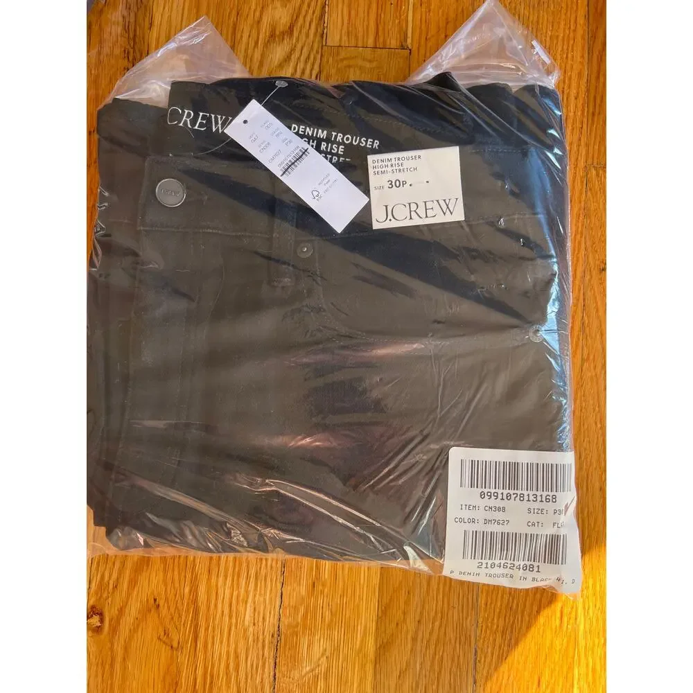 J. Crew Denim trouser jean in Black Wash NWT size 30P